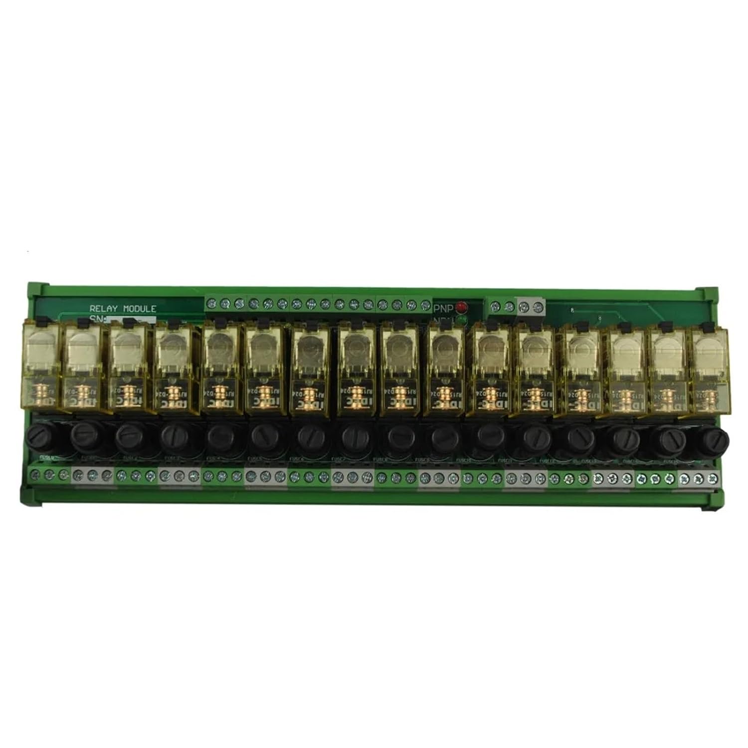 16 Channel 1 SPDT DIN Rail Mount RJ1S with Fuse Interface Relay Module