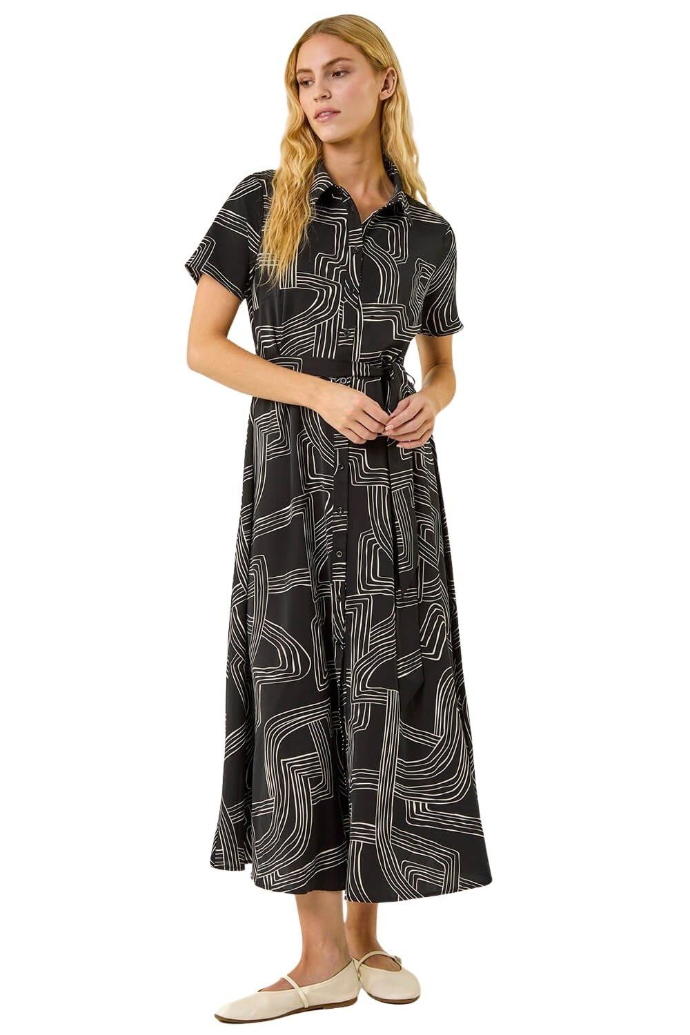 Roman Women's Shirt Dress Black Size 16