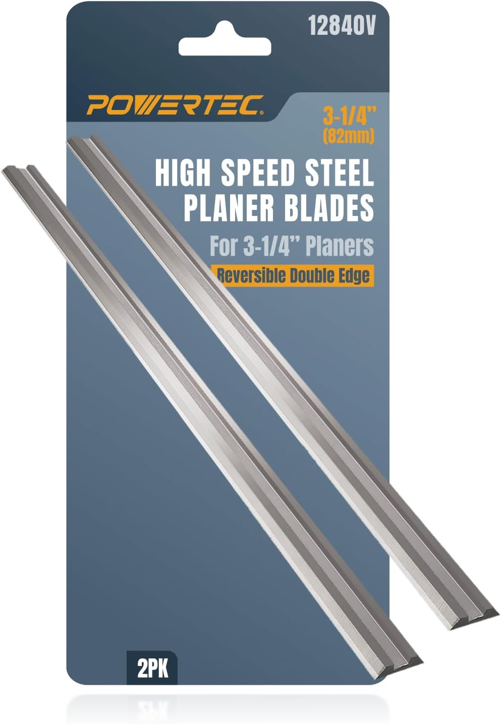 POWERTEC 3-1/4 inch HSS Planer Blades 2 PK for WEN 6530, DeWalt DCP580B, PORTER-CABLE PC70THP, RYOBI P611, BOSCH PK2632K, Makita XPK01Z, Craftsman, Skil Hand Planer, Replacement Electric Planer Blades