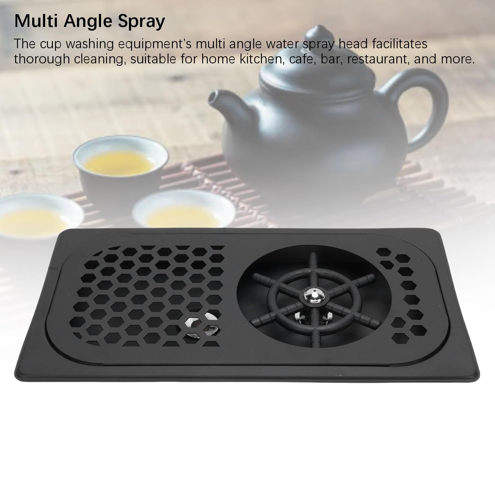 Enjuagador de Vidrio de Acero Inoxidable para Fregadero, Lavavasos Automático con Rociador de Alta Presión y Bandeja de Goteo, Ideal para Cocina Casera, Bar, Cafetería