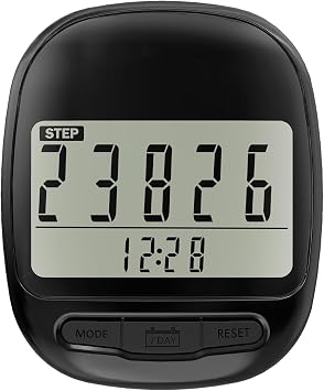 Clip On Fitness Tracker - Step and Distance Counter, Digital Pedometer Exercise | Digital LCD Display Walking Pedometer Step Counter with Clock Function, Lightweight Pedometer for Hiking and Cycling