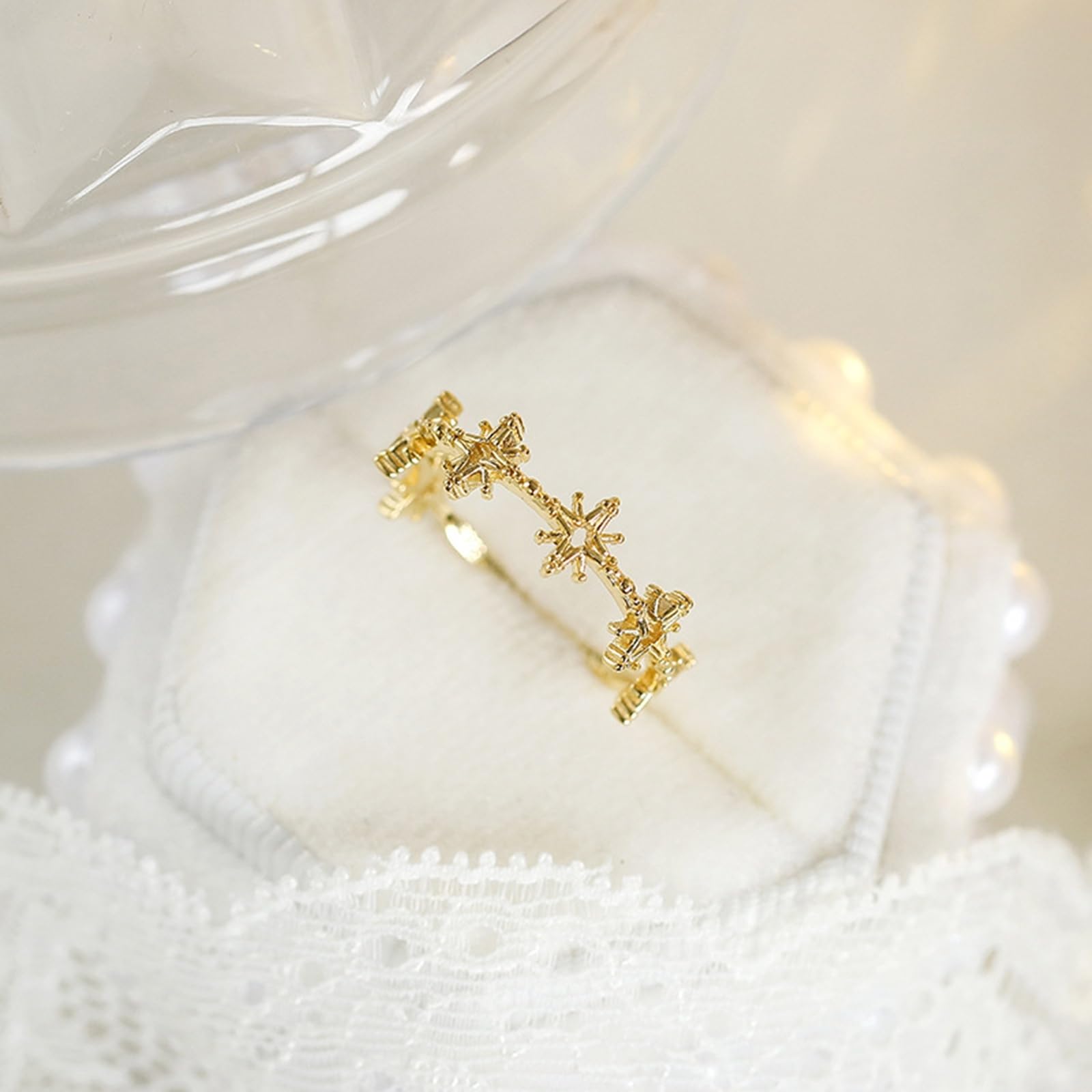 Anillo de boda Au 375/585/750 oro amarillo, estrella hueca