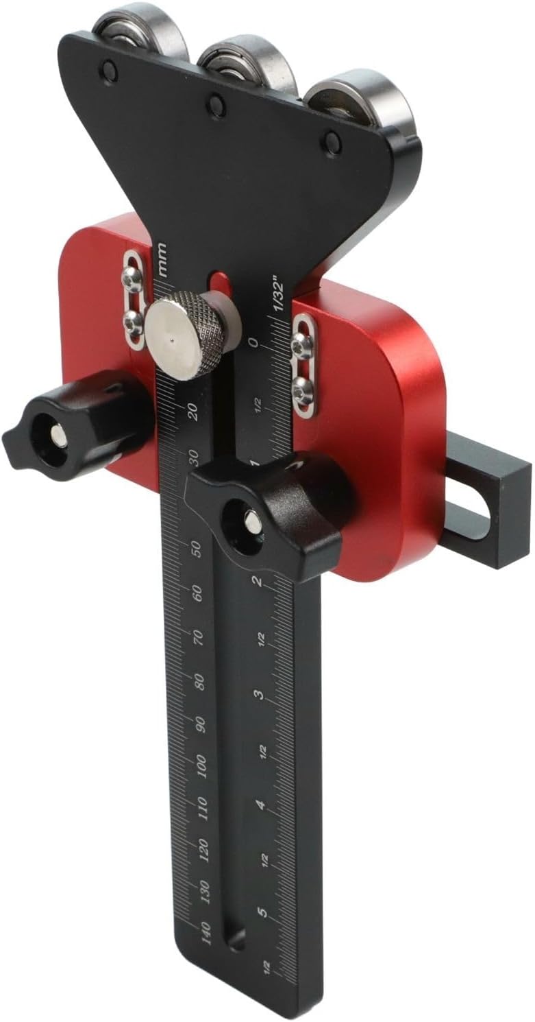 Thin Rip Table Saw Jig with 3 Pulley System, Aluminum Alloy Guide for Precision Narrow Cuts, Fits 3/8 x 3/4 U Slots and 1/4 x 3/8 T Slots
