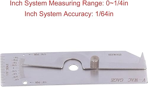 Miniatura 7 de Medidor de soldadura de acero inoxidable V-WAC Undercut Inch Inspección Soldadura Herramienta de medición Regla Espesor 0.037 in (sistema británico)