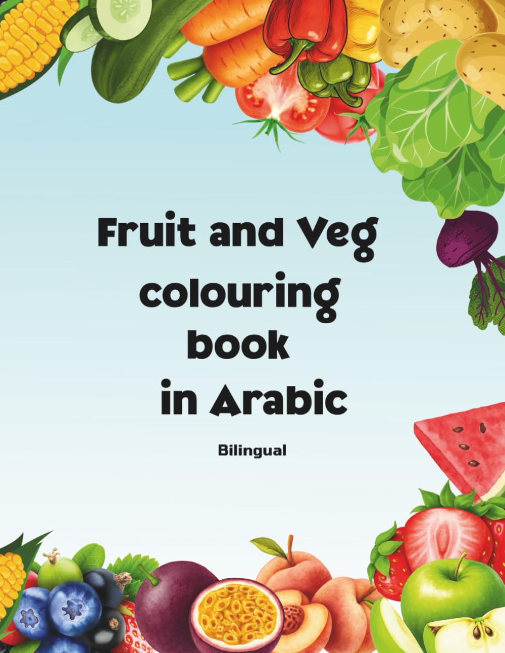 Fruit and Veg colouring book in Arabic