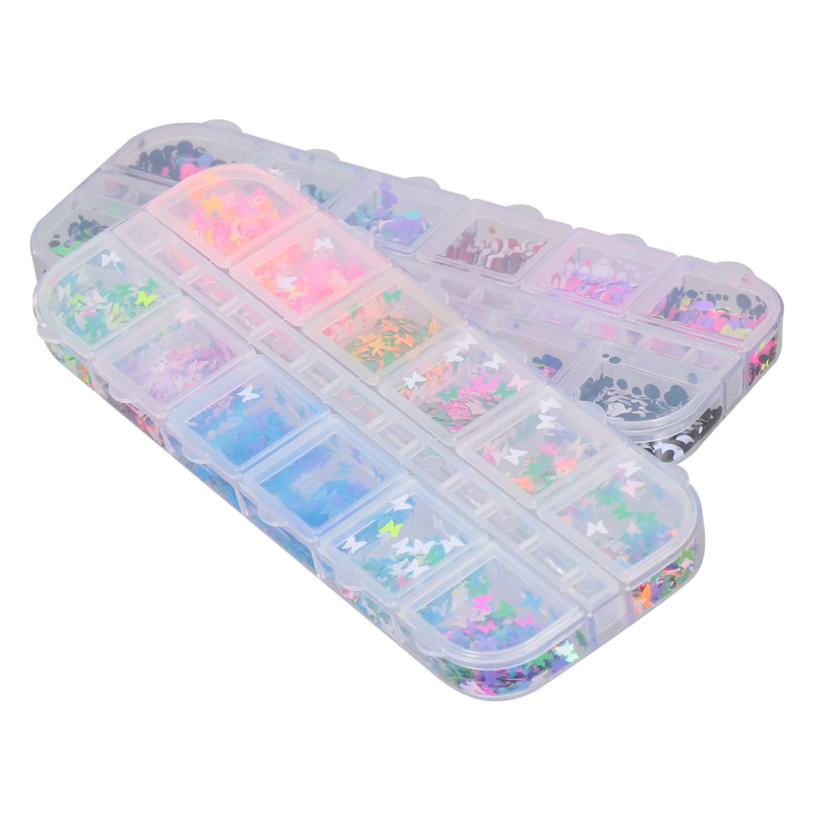 HAPINARY Nail Sequins Glitter 12 Grams Long Strip Box Manicure Sequins Nail Art Stickers for Home or Salon Use