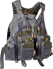 Colete de pesca, colete de pesca com mosca, colete de pesca respirável ajustável, colete multifuncional com vários bolsos