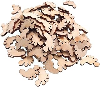 Unfinished Wood Crafts, 50 Pcs Wood Slices, Foot Shape Cutouts, Wooden Blanks for Painting, DIY, Tags, Bookmarks