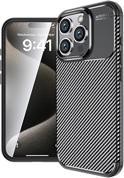 Apple iPhone 16 Pro Max Uyumlu Kamera Korumalı, Karbon Tasarım, Silikon Kılıf, Siyah