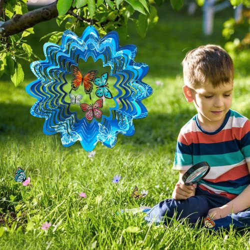 Gdniart Wind Spinner Mandala Butterfly 12Inch 3D Stainless Steel Garden Sculpture Worth Gift Laser Cut Hanging Wind Spinners Metal Kinetic Yard Art Decorations Indoor/Outdoor Décor #TOP4