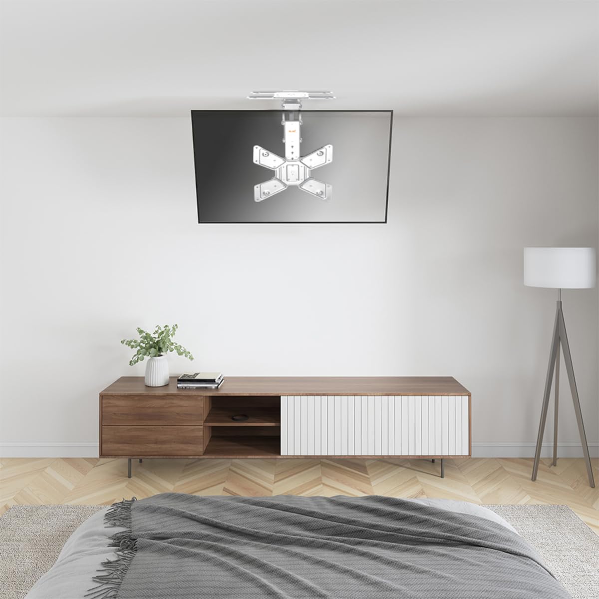 Mywall HL46MWL - Supporto da soffitto motorizzato e pieghevole per schermi piatti con controllo Smart Home per 23-65 pollici, carico fino a 30 kg con rotazione di 180°