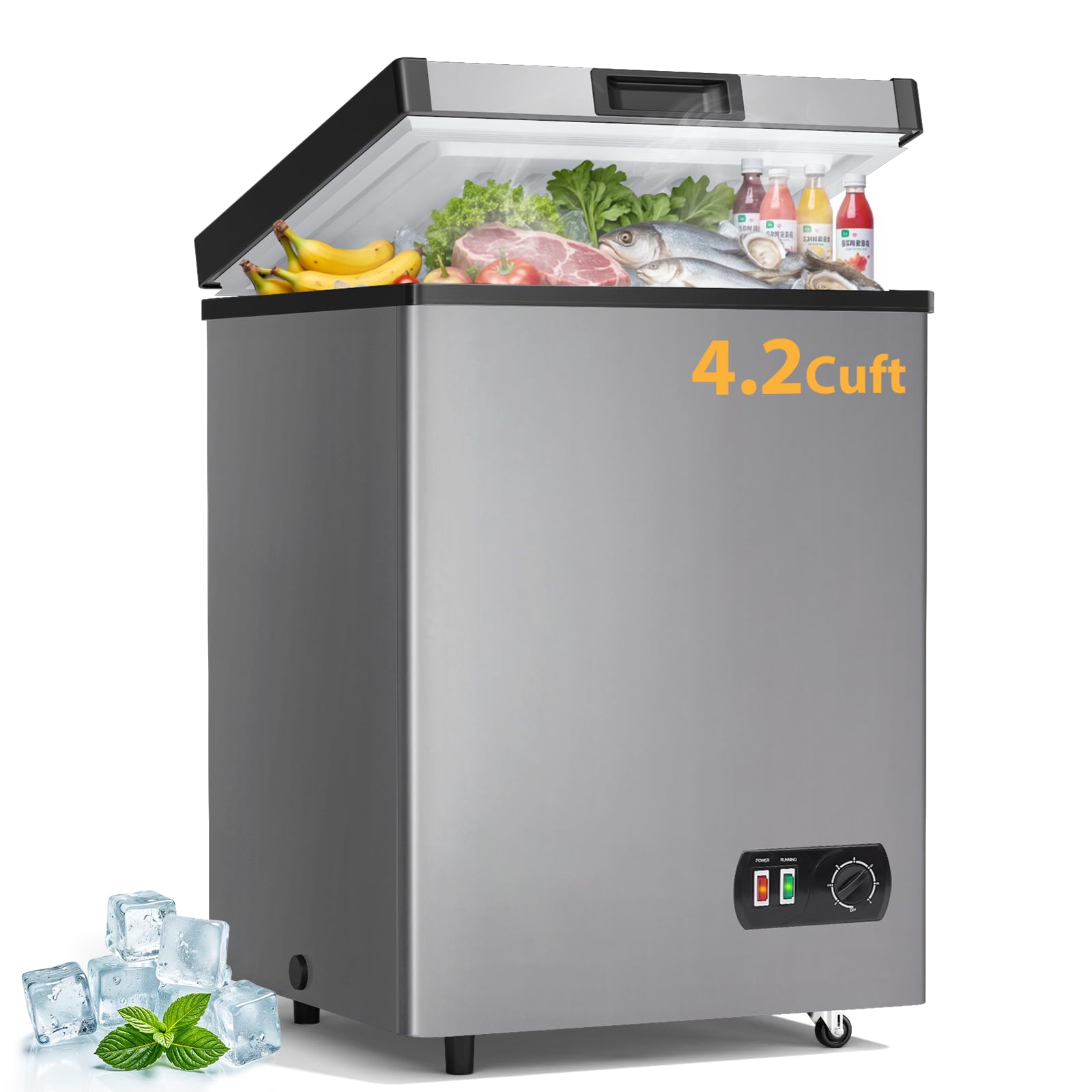 5 SUNDAY LIVING BD-108L 4.2 cu ft Chest Freezer Grey