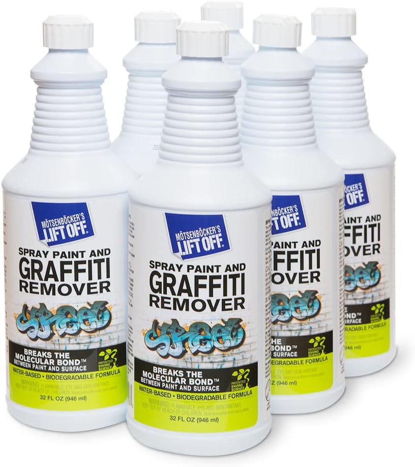 Motsenbocker's Lift Off 41103-6PK Spray Paint and Graffiti Remover Safely Removes Spray Paint, Acrylic, and Enamel From Wood, Metal, Concrete, Plastic, and More, Water-Based, 32 Fl Oz, Pack of 6
