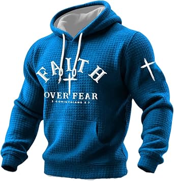 Faith Over Fear Waffle Hoodie Men Mens Cross And Faith Over Fear Hoodie