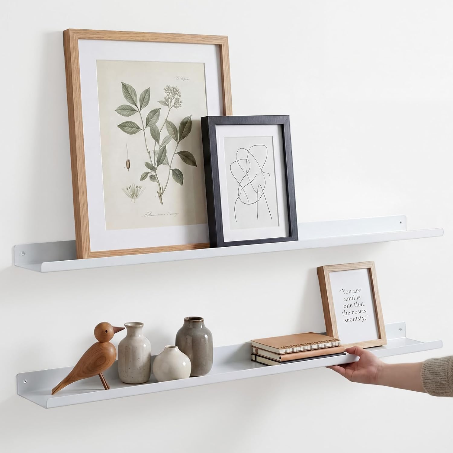 Pinkunn 4 Pack 36 Inch Black Metal Floating Shelves Picture Ledge, Wall Mounted Display Shelf with Lip Sturdy Iron Rack for Photo Frames, Vinyl Records, Home Office Gallery Storage