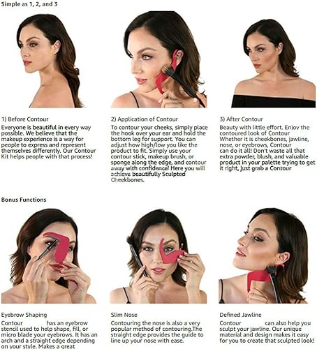 Miniatura 5 de 2 plantillas para maquillaje de curva de contorno, plantillas para juego de brochas de maquillaje, plantillas de maquillaje de cara, plantillas de