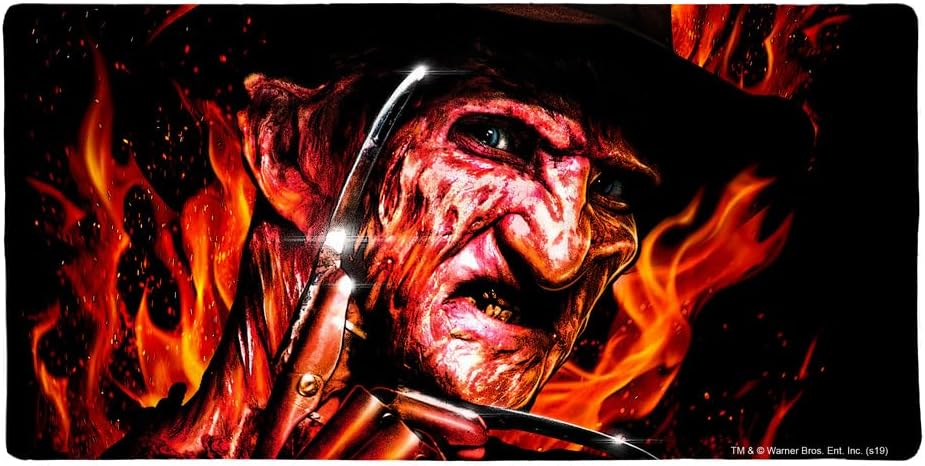 A Nightmare on Elm Street Freddys Fire Large Gaming Mouse Pad Desk Mat with Stitched Edges, Non-Slip Base for Gamer, Home and Office, 31.5 x 15.7