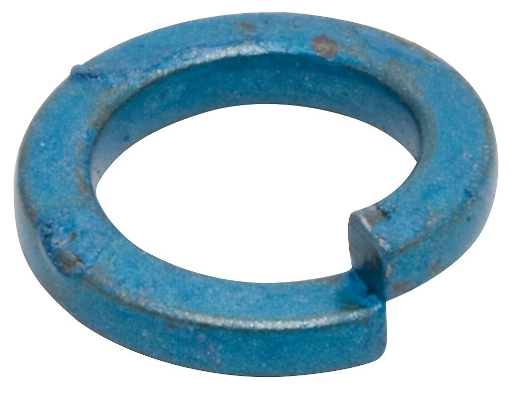 M8 x 14.5 mm OD Steel Metric Blue Finish Hi-Collar Split Lock Washers, 100 pk.