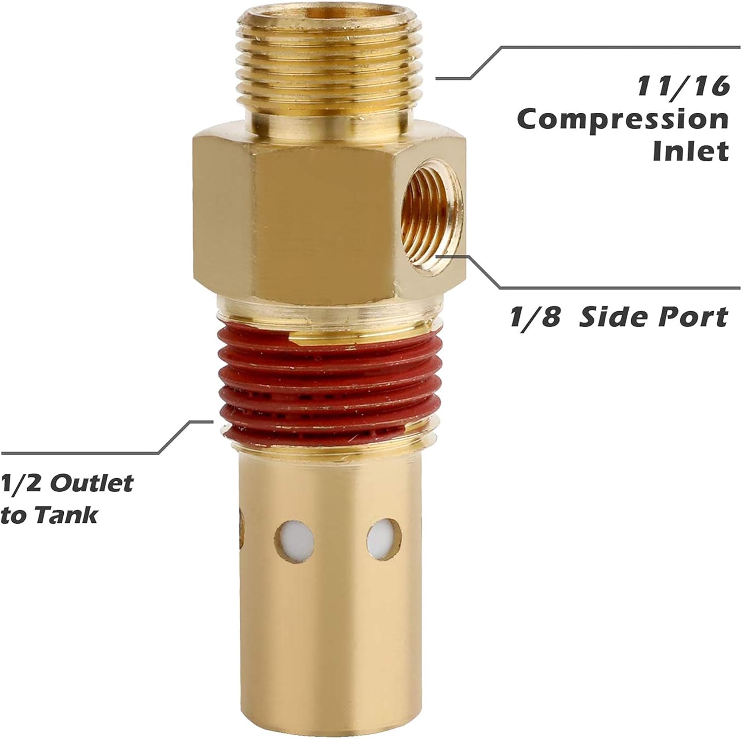 Hromee Air Compressor Replacement Components Brass 1/2 Inch MNPT Compressor in Tank Check Valve Kit with Three Different Unloader Tube Fittings 20 SCFM 4 Pieces
