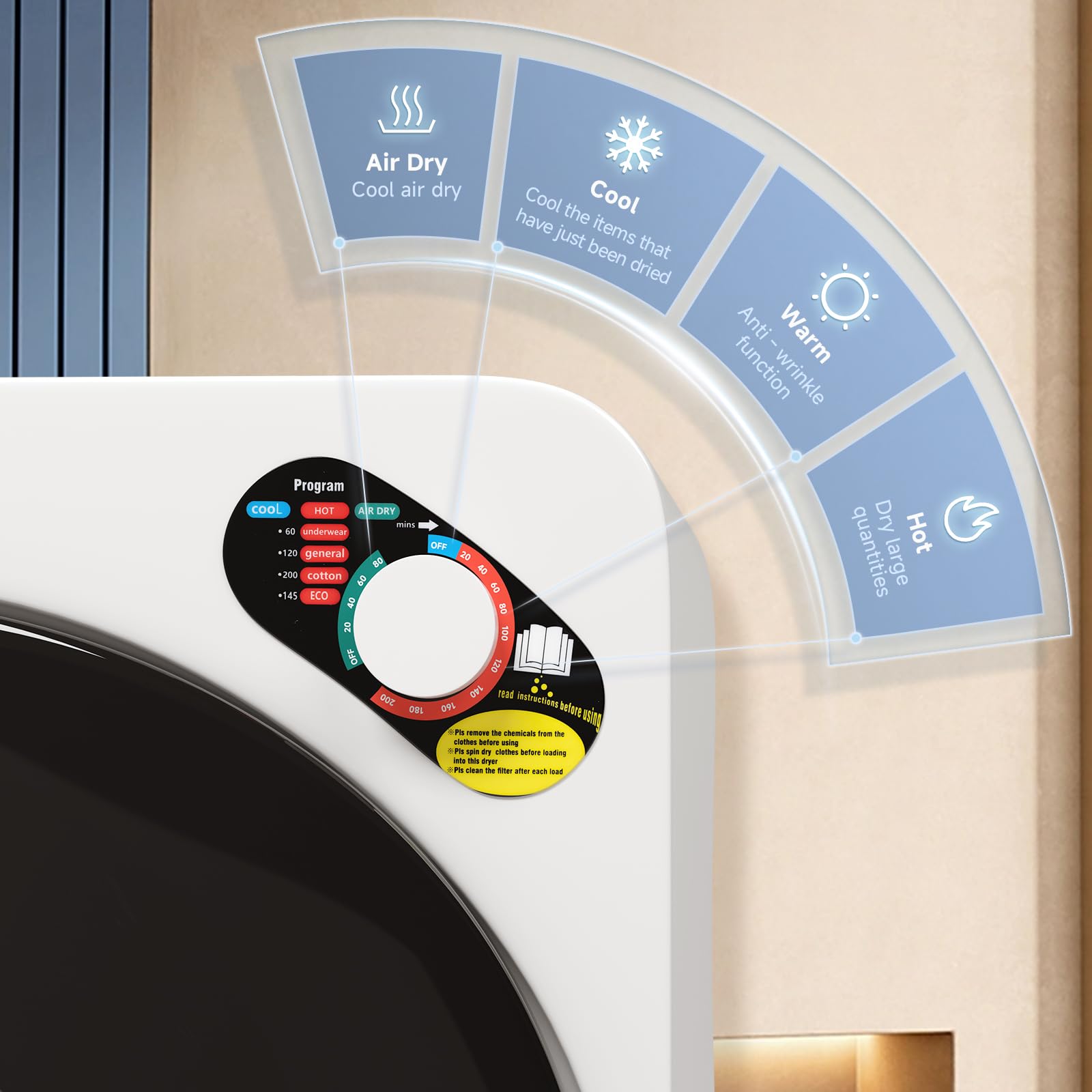 Vented Dryer Tumble Dryer by Umelome, 4kg Portable Clothes Dryer with Stainless Steel Drum, 10 Free Replacement Filters, ECO Energy Saving Mode, for Apartments, RVs & Caravans, 2026 Upgraded Model - 3