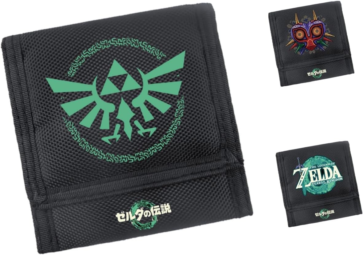 Zelda Slim Canvas Tri-Fold Wallets with Card Slots Holder and ID Window for Teen Boys Girls Kids Wallet Purse Gift (Style 2)