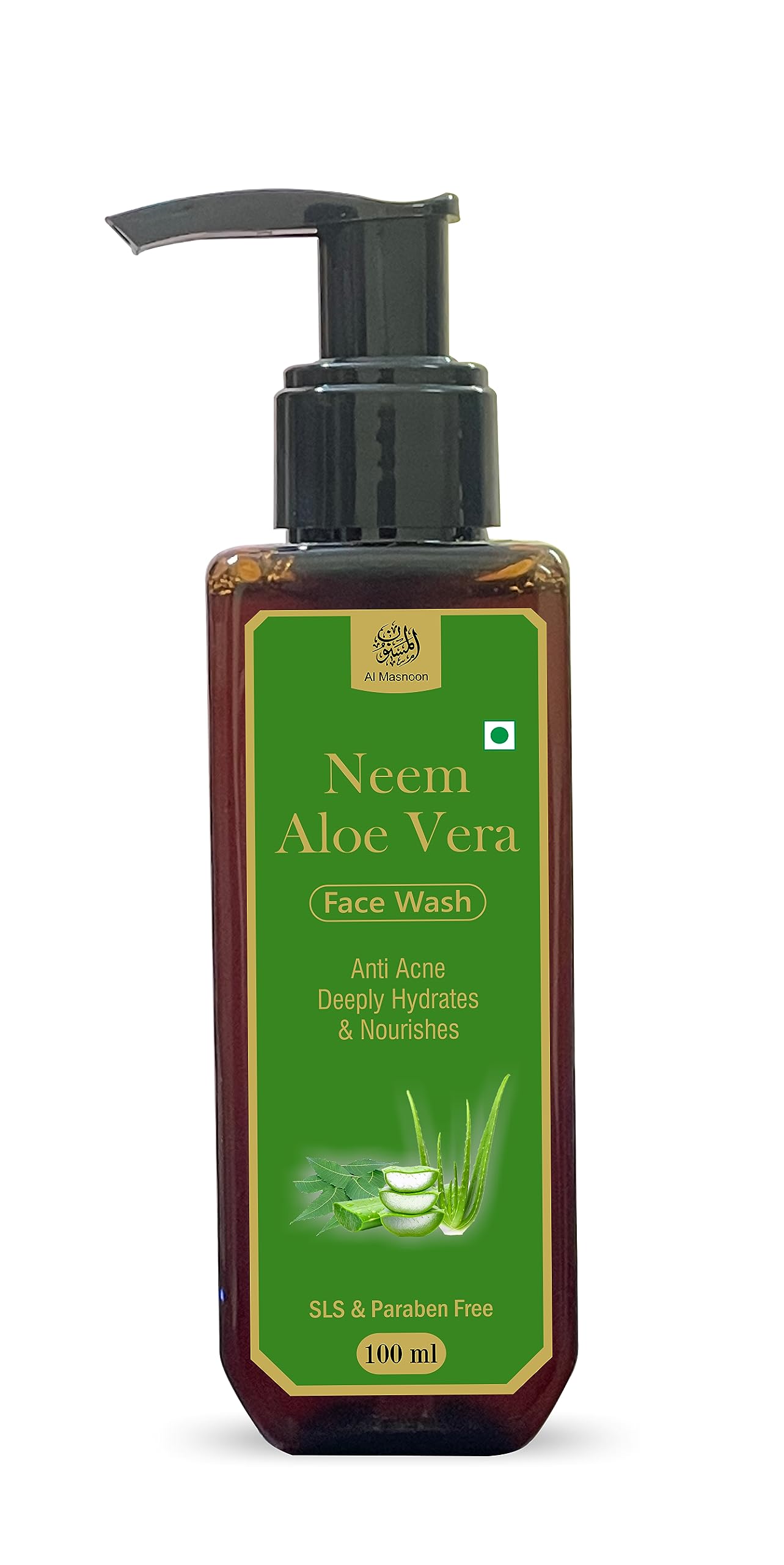 AL MASNOON Neem Aloevera Face Wash For Deeply Hydrates & Nourishes / Sls Paraben Free 100ml (pack of 1)