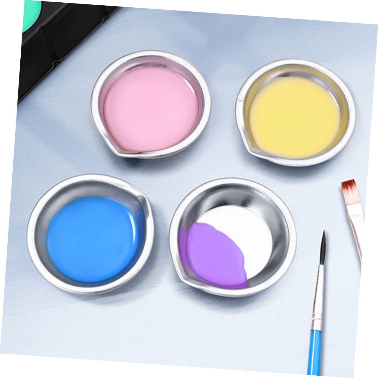 WEKADRIN 30pcs Stainless Steel Watercolor Painting Plates Durable Paint Mixing Trays for Artists DIY Craft Lightweight and Portable with Smooth Surface for Easy Use