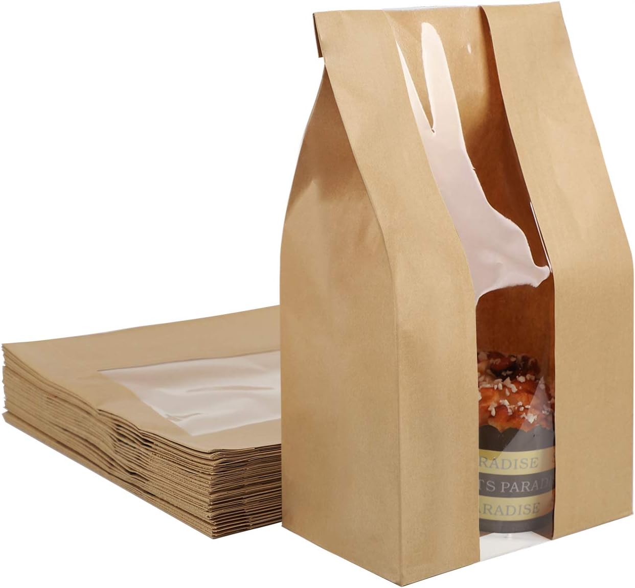 Bread Paper Bags, EUSOAR 50pcs 12x5x3.5" Kraft Paper Cookie