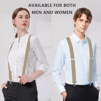 WOXVM Mens Suspenders Adjustable Braces with 4 Strong Metal Clips Elastic X Back Heavy Duty Suspender for Men and Women