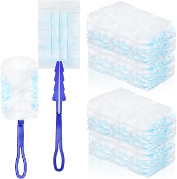 100 Pcs Duster Refills Bulk, Thickened Duster Refill Electrostatic Duster Head, Duster Refills for Cleaning with 4 Handles, Disposable Duster Refills for Cleaning Blinds, Ceiling FansBlue