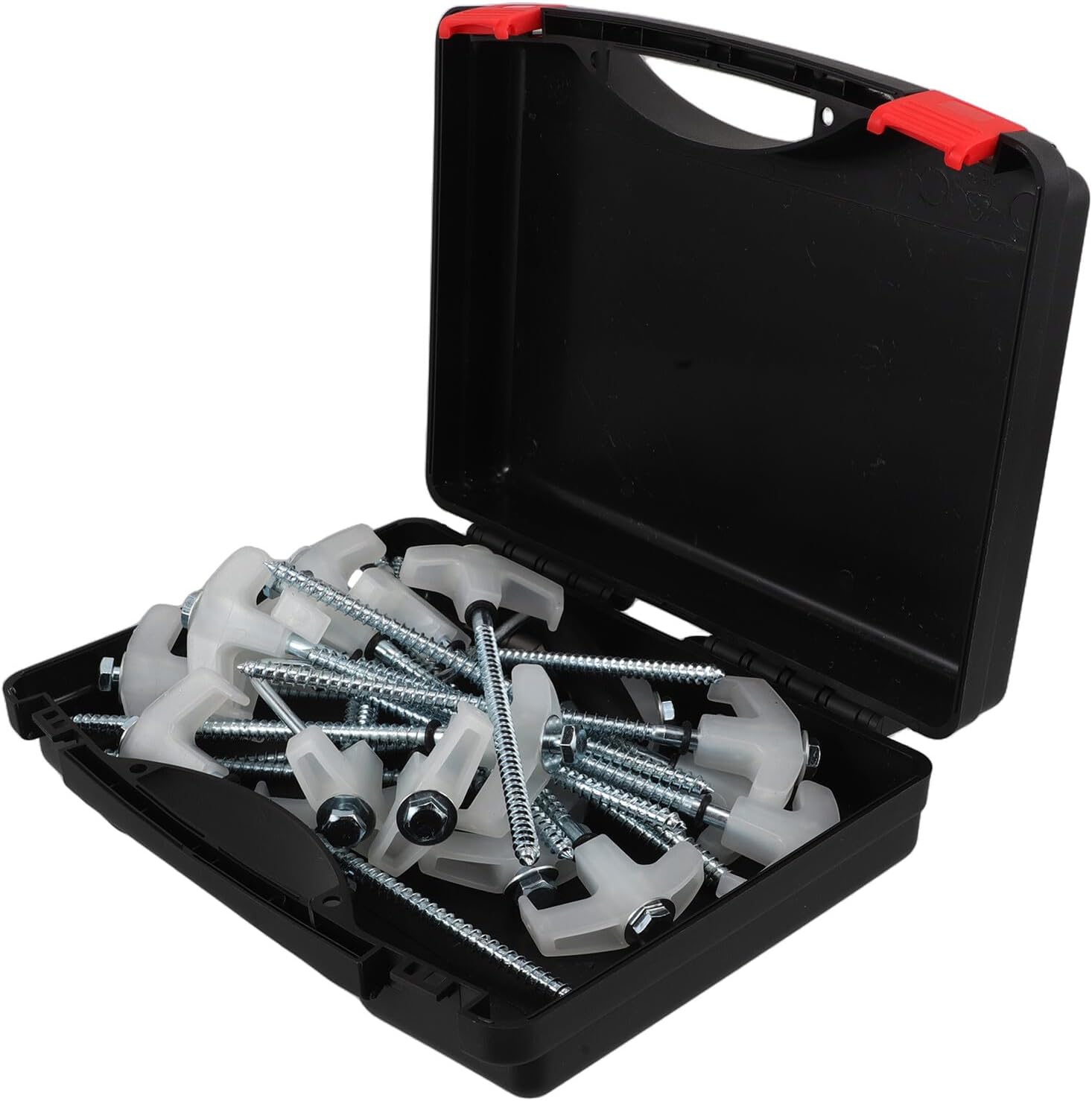 20pcs Spiral Tent Stakes Set with Carbon Steel Ground Anchors, 13mm Threaded Head Nails, White Camping Pegs with Puller, Sleeve, and Plastic Storage Box for Outdoor Shelters