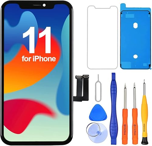 Ayake Reemplazo de pantalla para iPhone 11, negro, digitalizador táctil 3D, pantalla LCD Full HD, montaje de retina con herramientas de reparación