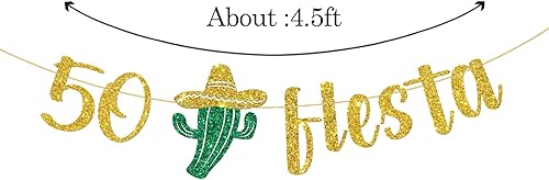 Miniatura 7 de Cartel de fiesta 50/cartel mexicano de 50 cumpleaños/Taco Bout 50 cumpleaños decoración suministros oro purpurina