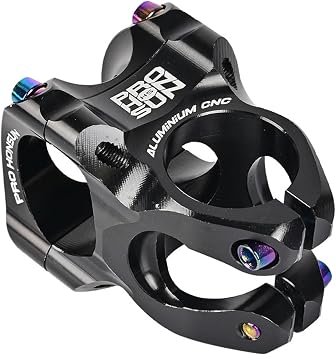 FukkeR 31.8mm Bike Short Stem 0 Degree Mountain Bike Stems 35mm Aluminum Alloy Mountain Bikes Handlebar Riser Extender for Road Bicycle BMX XC AM FR Cycling Color Black, Size 35mm