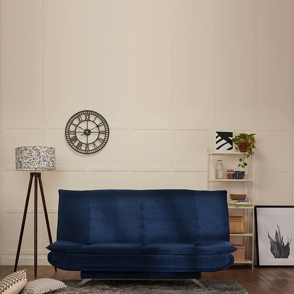 Wakefit Sofa Cum Bed | 3 Yrs Warranty | Sofa Cum Bed 3 Seater, Sofa Bed 6 X 4 Feet, Bed Cum Sofa, Foldable Sofa Cum Bed, Sofa Cum Bed for Living Room with 3 Cushions - Amoeba (Omega: Cobalt Blue)