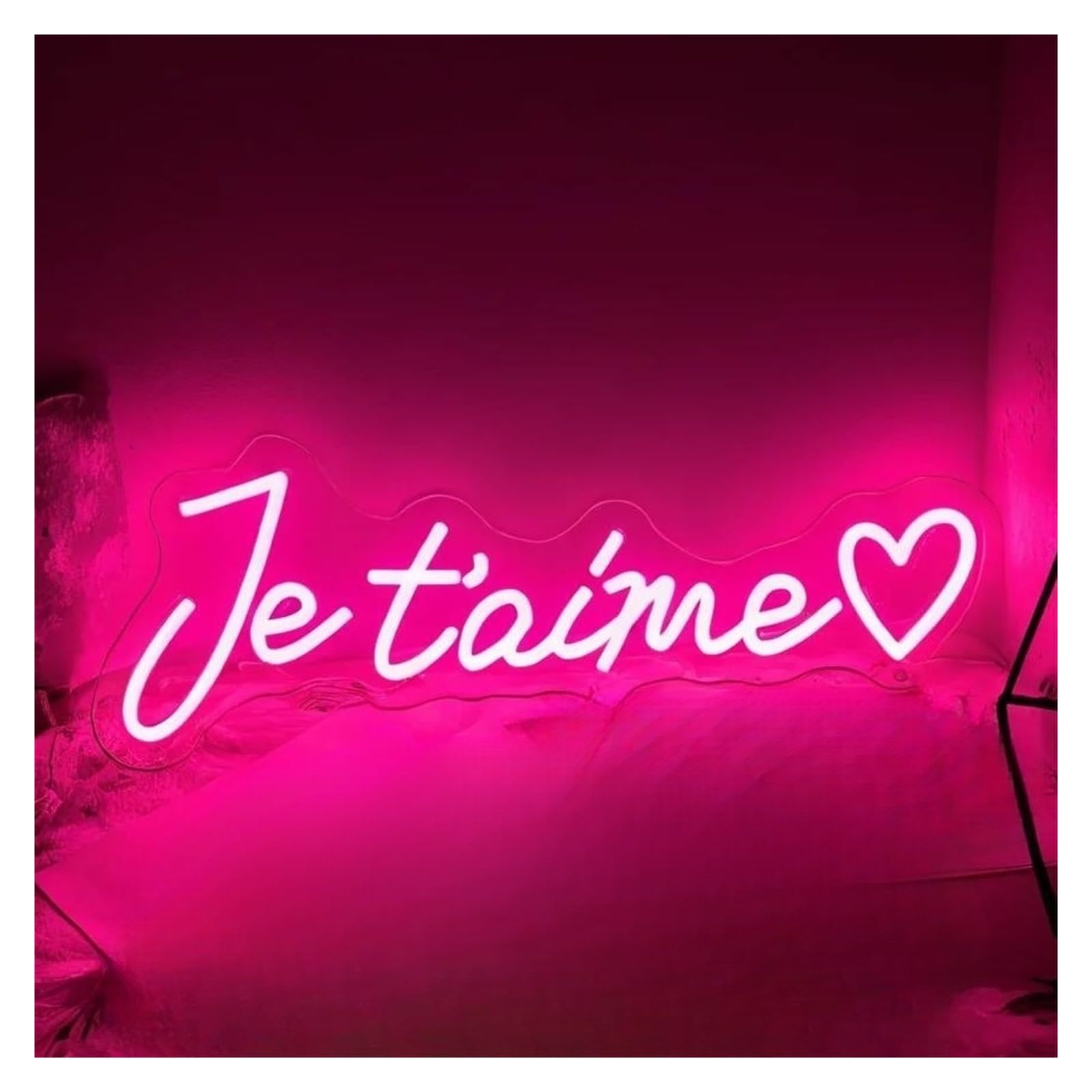 SHOUXI Sign Lamp Je T'Aime Neon Sign Light for Wedding Birthday Party Cafe Bar Restaurant Decor Dimmable USB Powered Lamp 33cmx11cm(A)