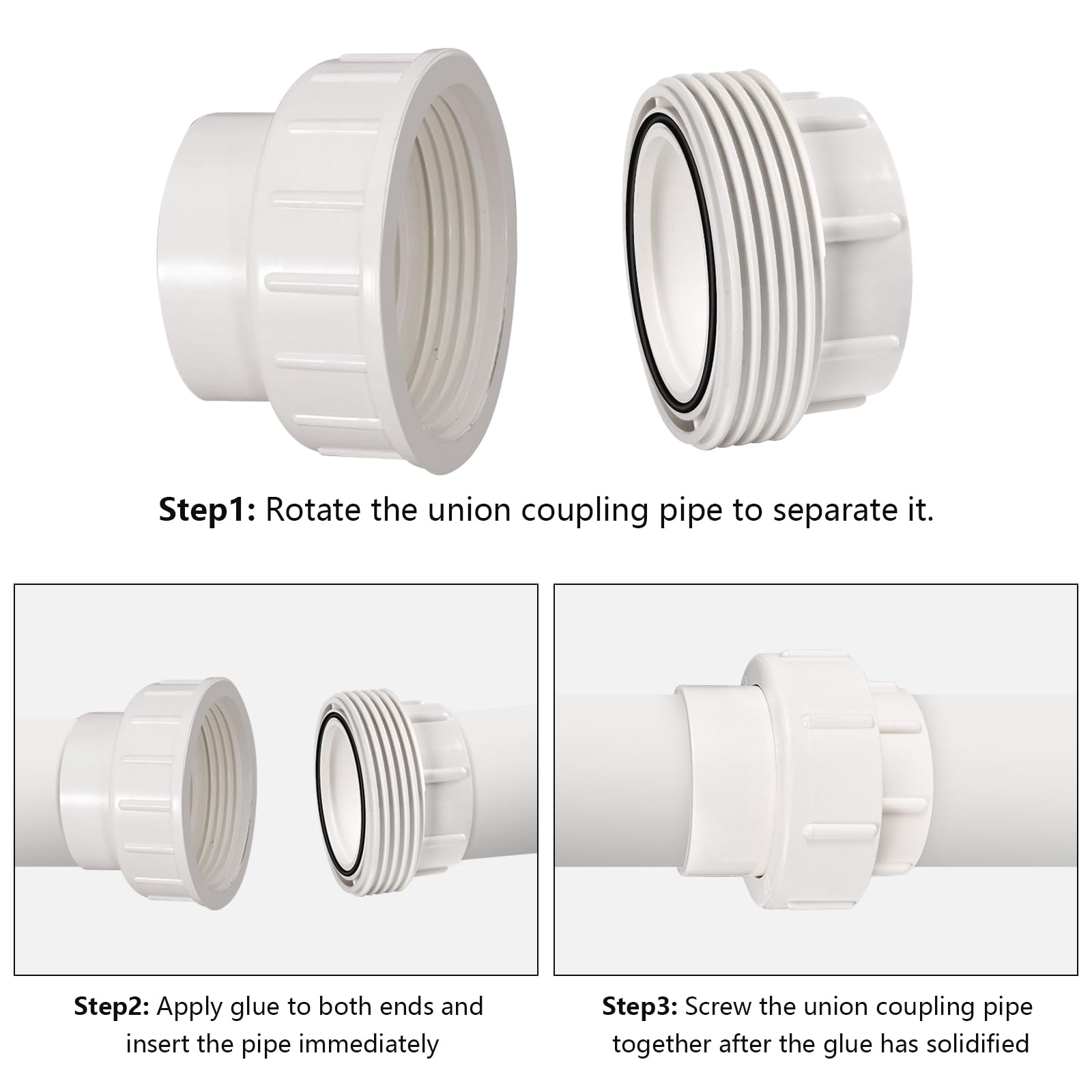 Snapklik.com : 2 Pack 1 Inch PVC Union Coupling, PVC Pipe Fittings ...