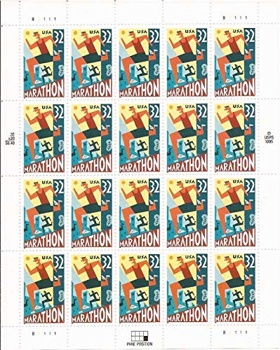 Feuille timbres US Marathon 1996 cadeau philatélie course à pied # 3067