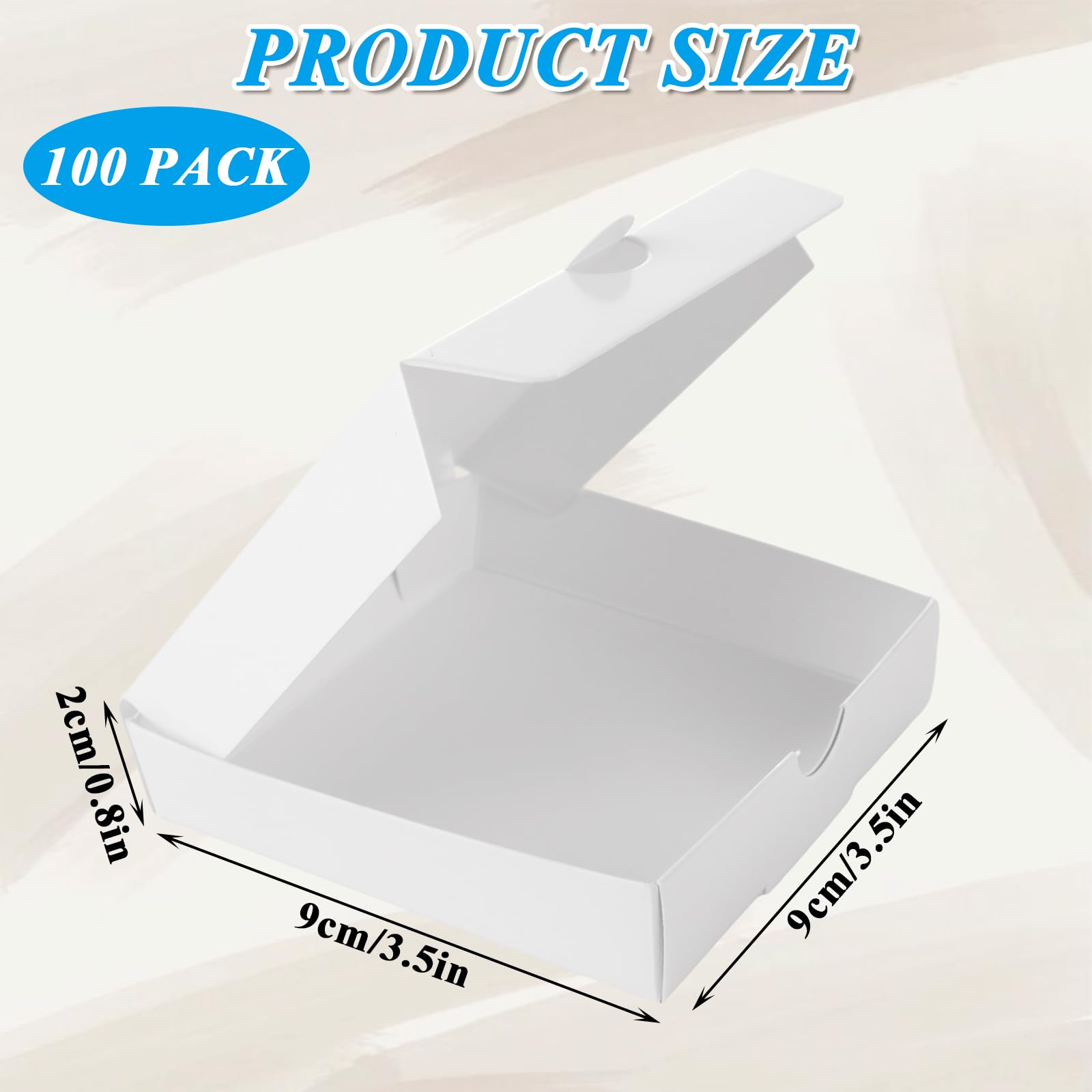 Confezione da 100 mini scatole per pizza 8,9 x 8,9 x 2 cm argilla bianche
