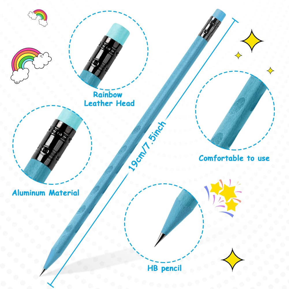 AUAUY Matite HB Triangolari Con Gomma, 12 Pezzi - Matite Ergonomico Per Scuola, Esami, Disegno E Ufficio - 3