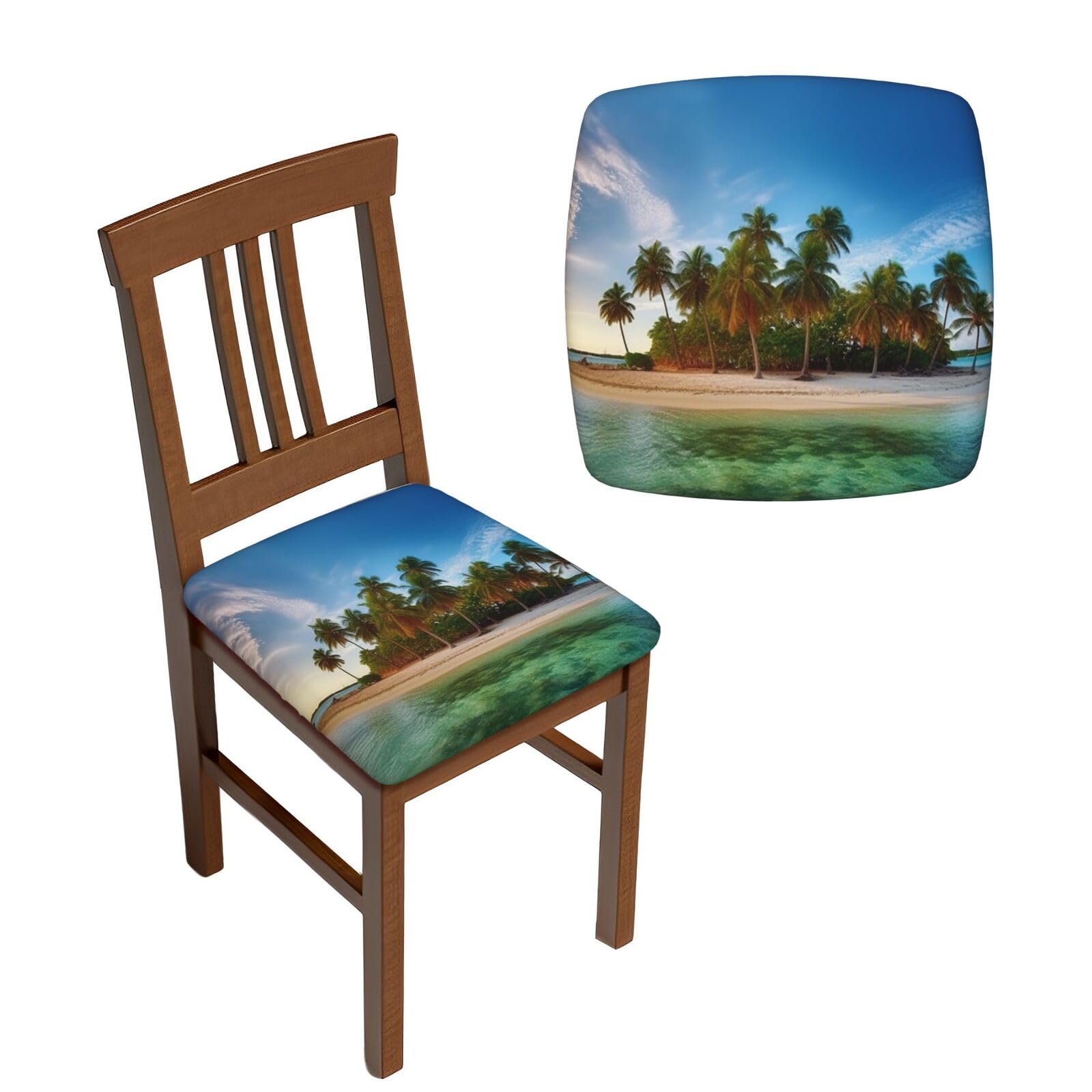 NONHAI 6PCS Dining Chair Seat Covers Set Overseas Islands Stretch Removable Chairs Covers Washable Seat Cushion Slipcovers Protector for Dining Room Kitchen Chairs