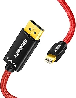 ANNNWZZD Mini Displayport to Displayport, Mini DP to DP Displayport Cable 8K 4K Ultra HD Nylon Compatible for iMac, MacBook Air/Pro, Monitor 5m