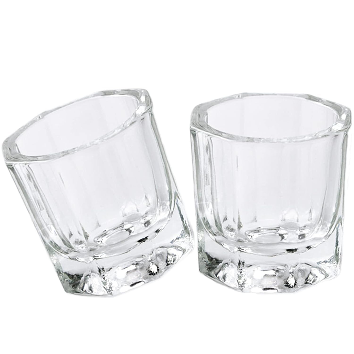 2 Pack Dappen Dish Cups for Nail Art Acrylic Liquid - Clear Glass Nail Liquid Bowl Dappen Dish Acrylic Powder Holder, Acrylic Glass Jar for Nails