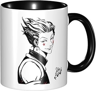 ヒソカ Hisoka ハンター×ハンター グラスカップ 二重構造 マグカップ カスタムメイド 漫画 コーヒーカッ ハンドル磁器 ウォーターカップ 耐熱 湯飲み マグ Black