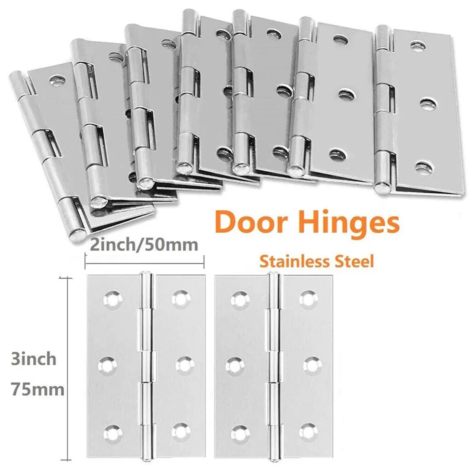 10 PCS 3 pollici Cerniera Della Porta Cerniere Piatte In Acciaio Inox Finestra Cerniere Dell'armadio Connettore Della Porta Libreria Scatola di Legno Ferramenta for Mobili