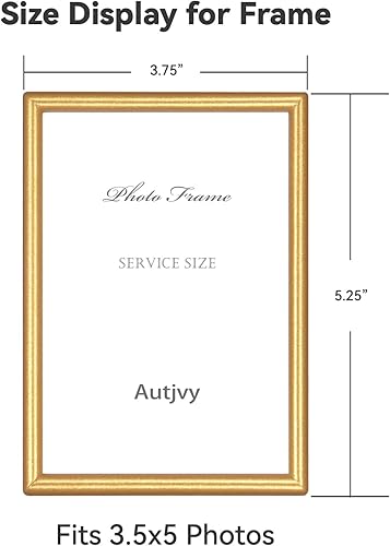 Vista 127 de Marco de fotos de 4 x 6 pulgadas, color dorado mate, moderno, simple, delgado, de aluminio, con vidrio real HD, pantalla para collage de mesa