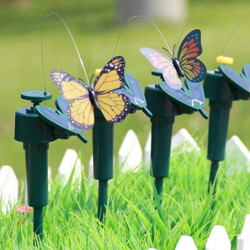 4pcs Solar/Battery Powered Flying Wobble Fluttering Butterfly for Garden Yard Plants Flowers Patio Landscape Outside Ornament Decor Color Random