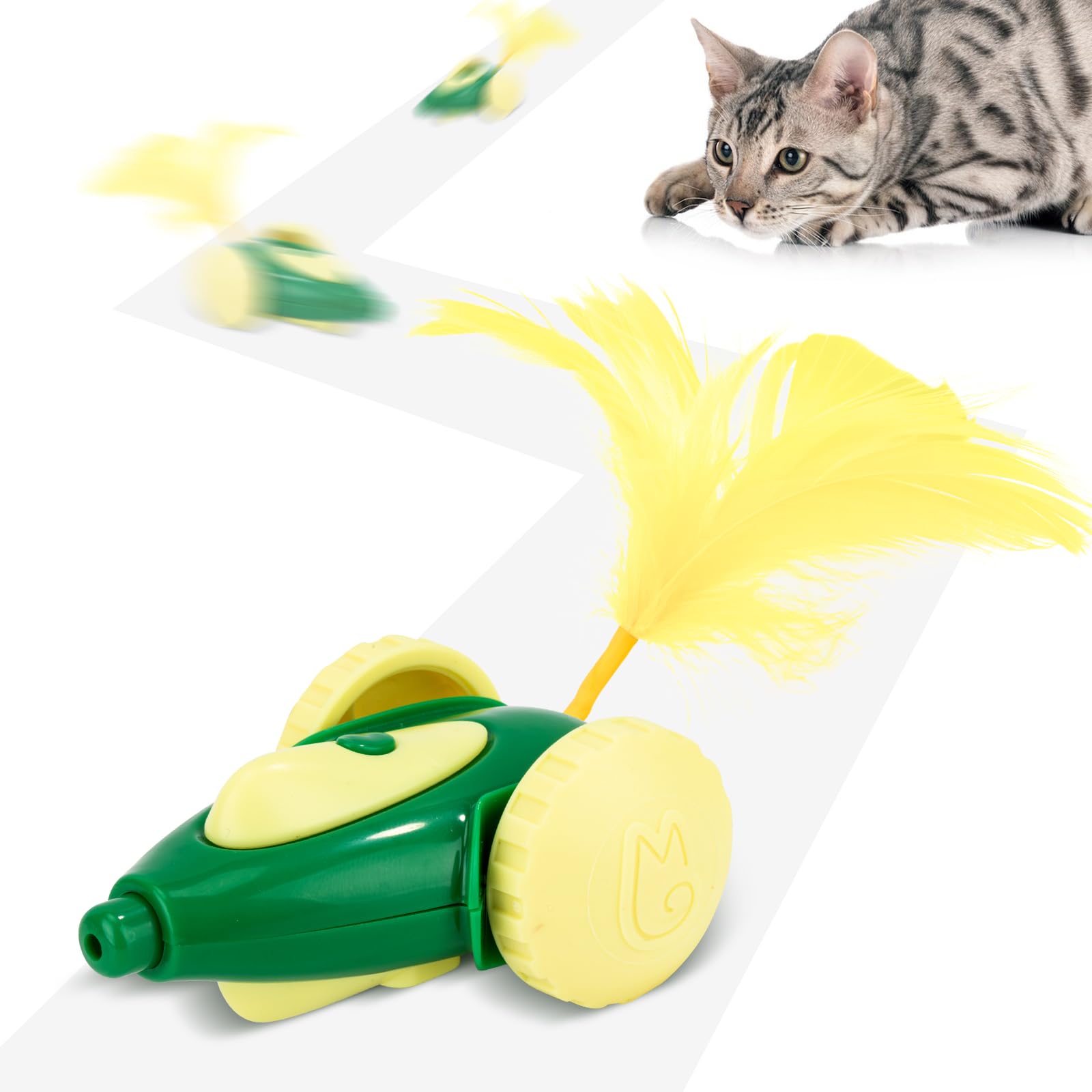 Migipaws Interaktives Katzenspielzeug, elektrisch bewegliche Maus mit weichem Federn,Intelligenter Sensor,Katzenspielzeug selbstbeschäftigung,wiederaufladbar