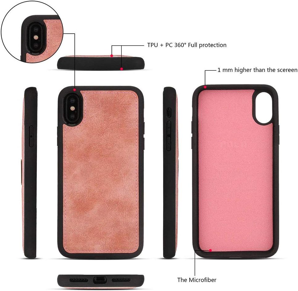 Bеѕt Quаlіtу 🔥 JAZ iPhone XS Wallet Case, iPhone X Wallet Case Zipper Purse Detachable Magnetic 14 Card Slots Money Pocket Clutch Leather Wallet Case Cover for iPhone X(2017) /iPhone XS(2018) 5.8 Inch - Rose Gold