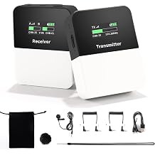 Wireless Lavalier Microphone System with Transmitters for DSLR Cameras, Camcorders, Phones, Laptops 164FT Transmissions Wireless Lapel Mic for Recording, YouTube, Vlogging, Interview